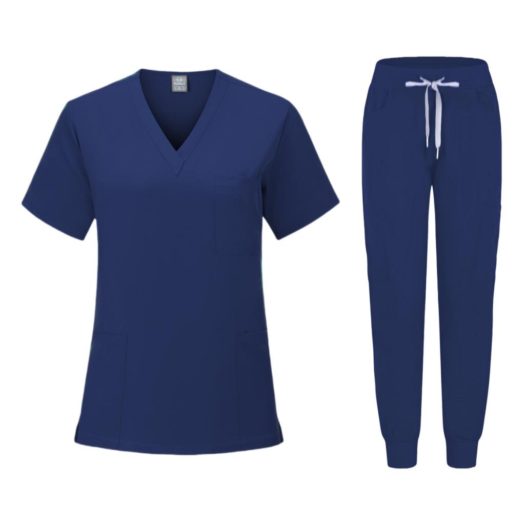 Multicolour Jogger Suits Doctor Nursing Uniforms Short Sleeve V-neck Tops Pocket Pants Nurse Scrubs Set Medical Clinical Clothes