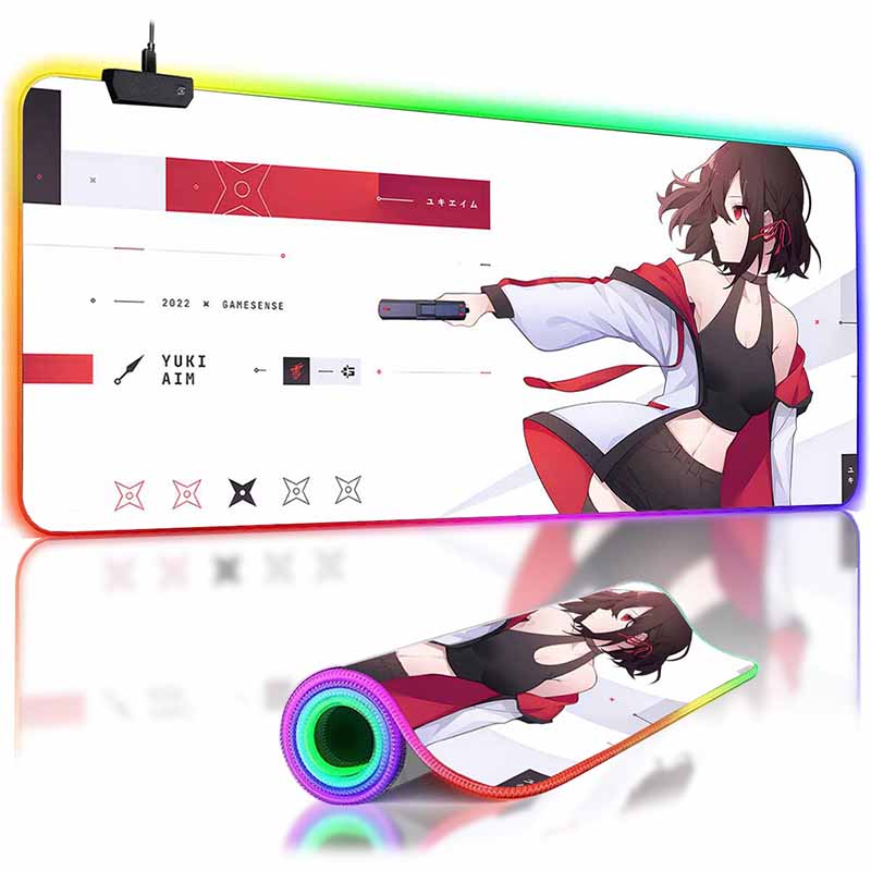 

LED Gaming Mousepads Yuki Aim RGB Large Mouse Mat Large Desk Pads Non-Slip Speed Rubber Mouse Pad E-Sports Desk Keyboard Mats RGB 300x600x3mm