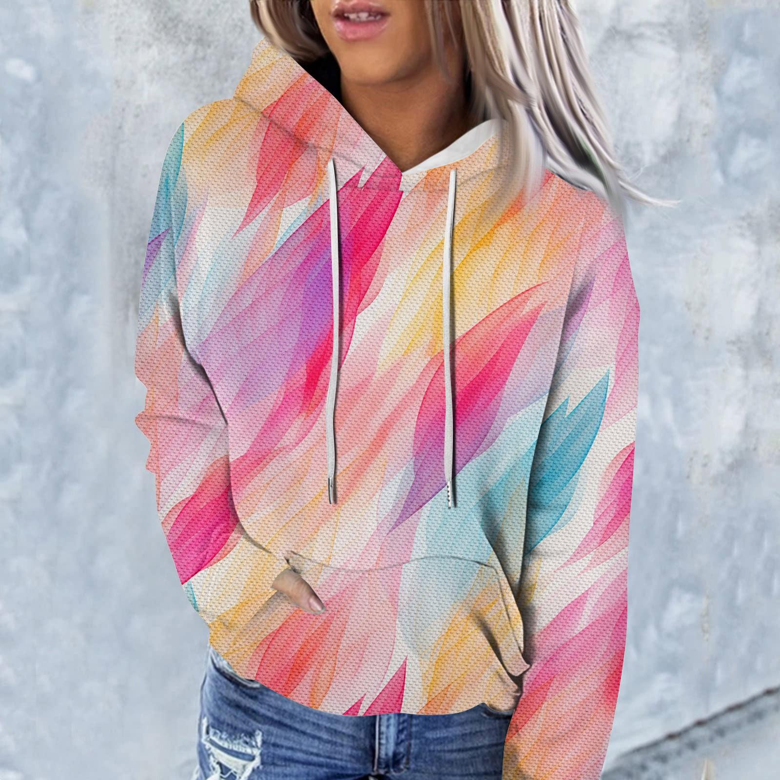 

Женская модная повседневная толстовка с капюшоном с длинным рукавом и принтом тай-дай XXXL