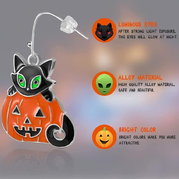 Skull Hand Bat Dangle Earrings Women Long Goth Punk Pumpkin Cat Head Earhook