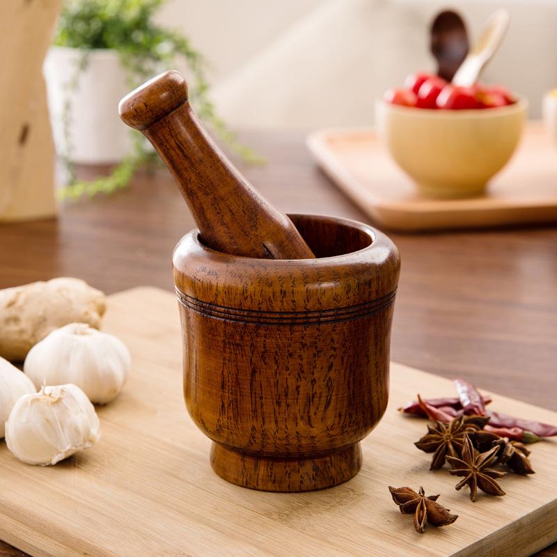 Buy Wooden Mortar and Pestle Set Minced Garlic & Ginger Mills Masher
