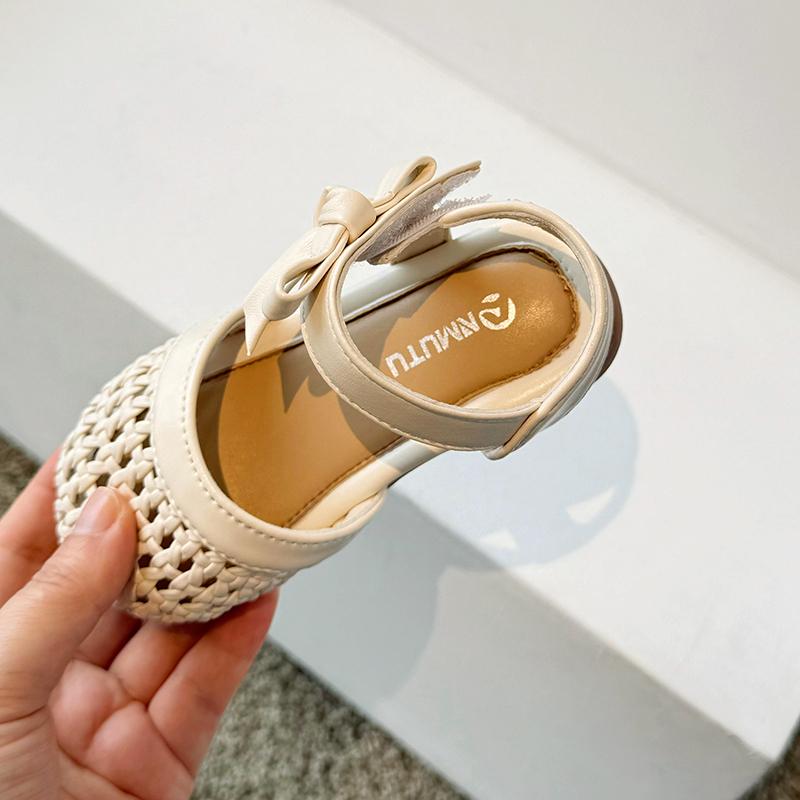 Braided toe cap girls' sandals with soft soles summer new style for children and babies anti-kick lightweight princess sandals
