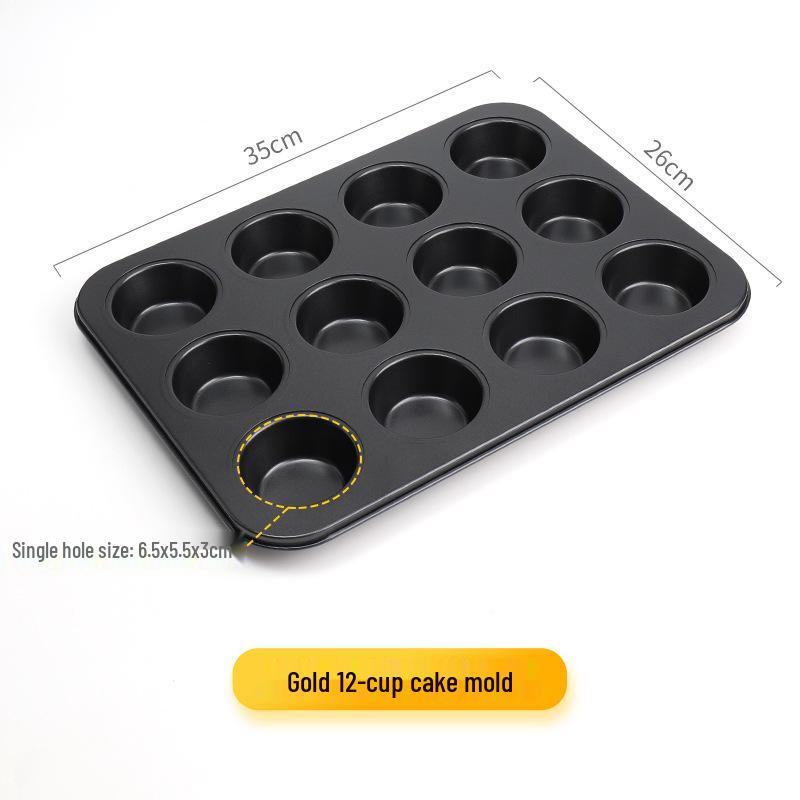 Non-Stick Muffin & Chiffon Cake Mold - High Temp Resistant, 6 & 12-Cavity for Crispy Muffins/Cupcakes.