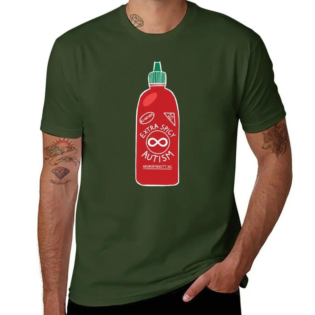 Extra Spicy Autistic Pride T-Shirt Oversized Cute Tops Short Sleeve Tee Men T Shirts
