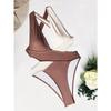 Women's Color Block Cross V-Neck Cutout One-Piece Swimsuit