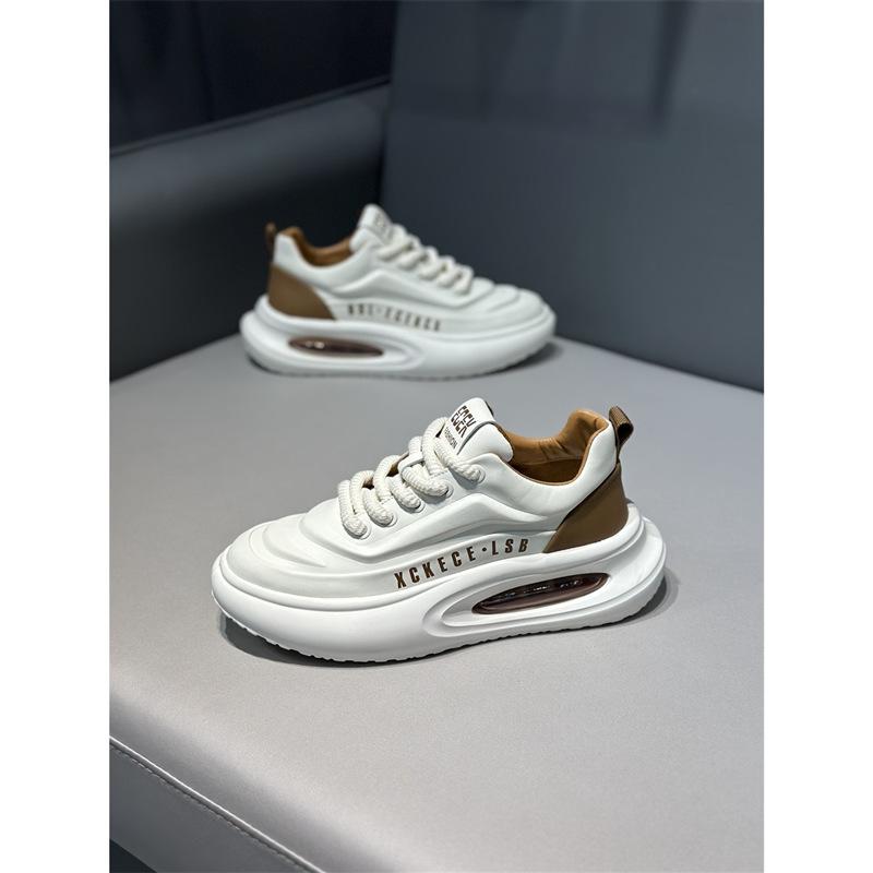 Autumn new low-top leather surface comfortable thick-soled air cushion dad shoes light, casual, comfortable and breathable low-top