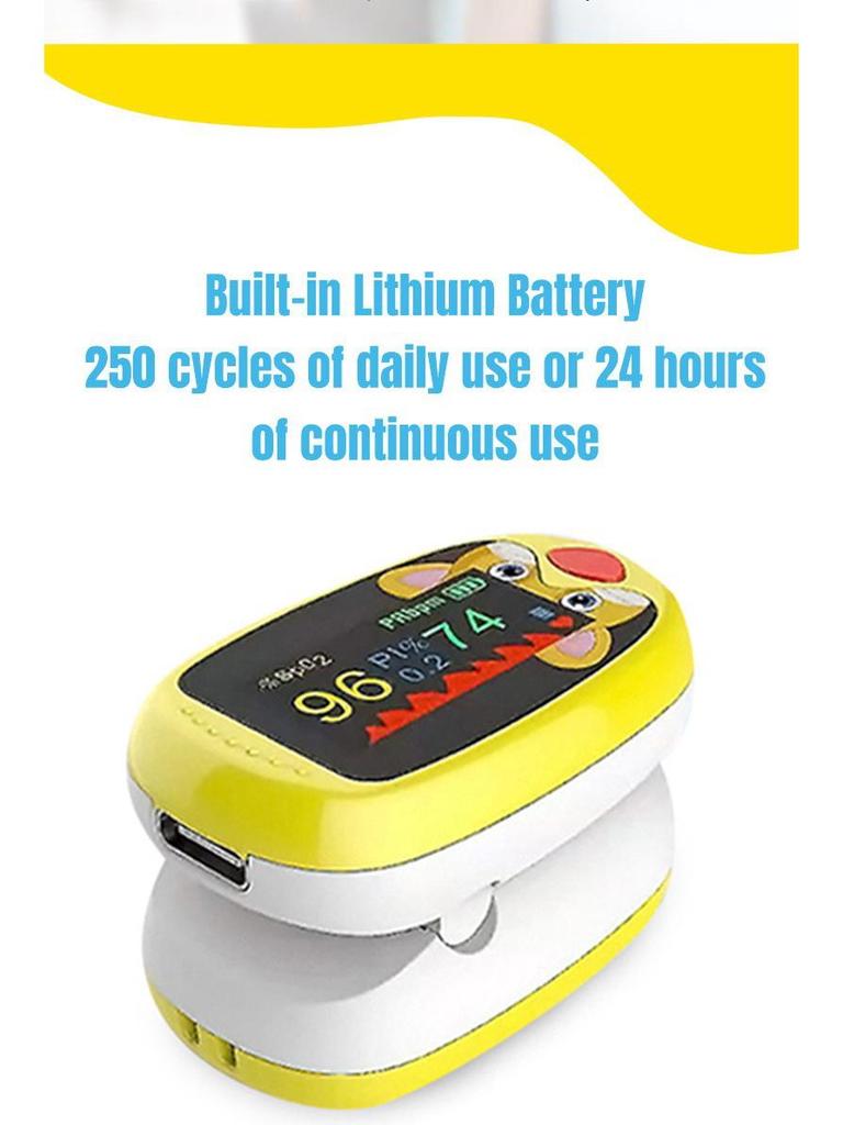 Rechargeable Children's OLED Pulse Oximeter Clip: Measures Blood Oxygen & Heart Rate
