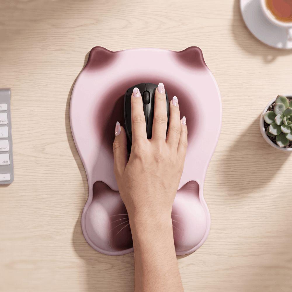 Cartoon Cat Mouse Mat Wrist Rest Non Slip Cat-shaped Mouse Pad Mouse Pad Wrist Rest Office