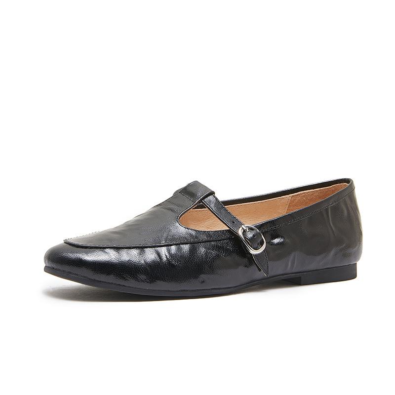 Spring and Summer Handmade Women's Shoes A Niche Retro Mary Jane Lace-up Flat Women's Single Shoe