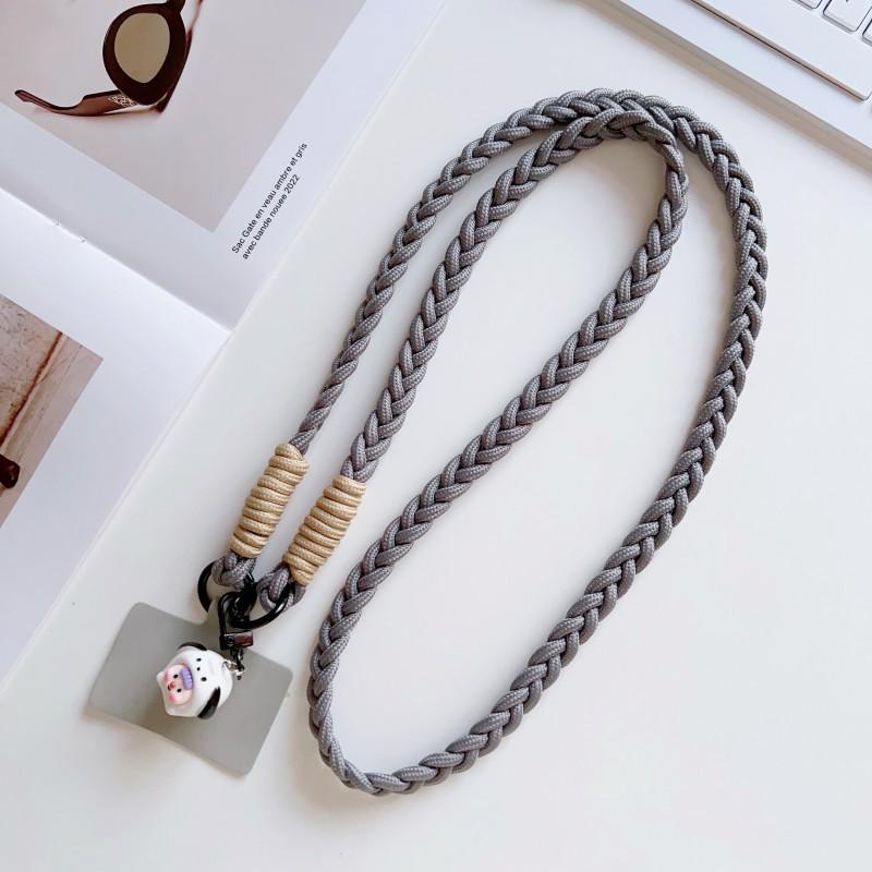 Woven Fashion Cartoon Pendant Mobile Phone Lanyard with Clip - Sturdy Anti-Lost Crossbody Chain