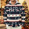 Men's Long Sleeve Hooded Sweatshirt with Christmas Print for Holiday Casual Wear