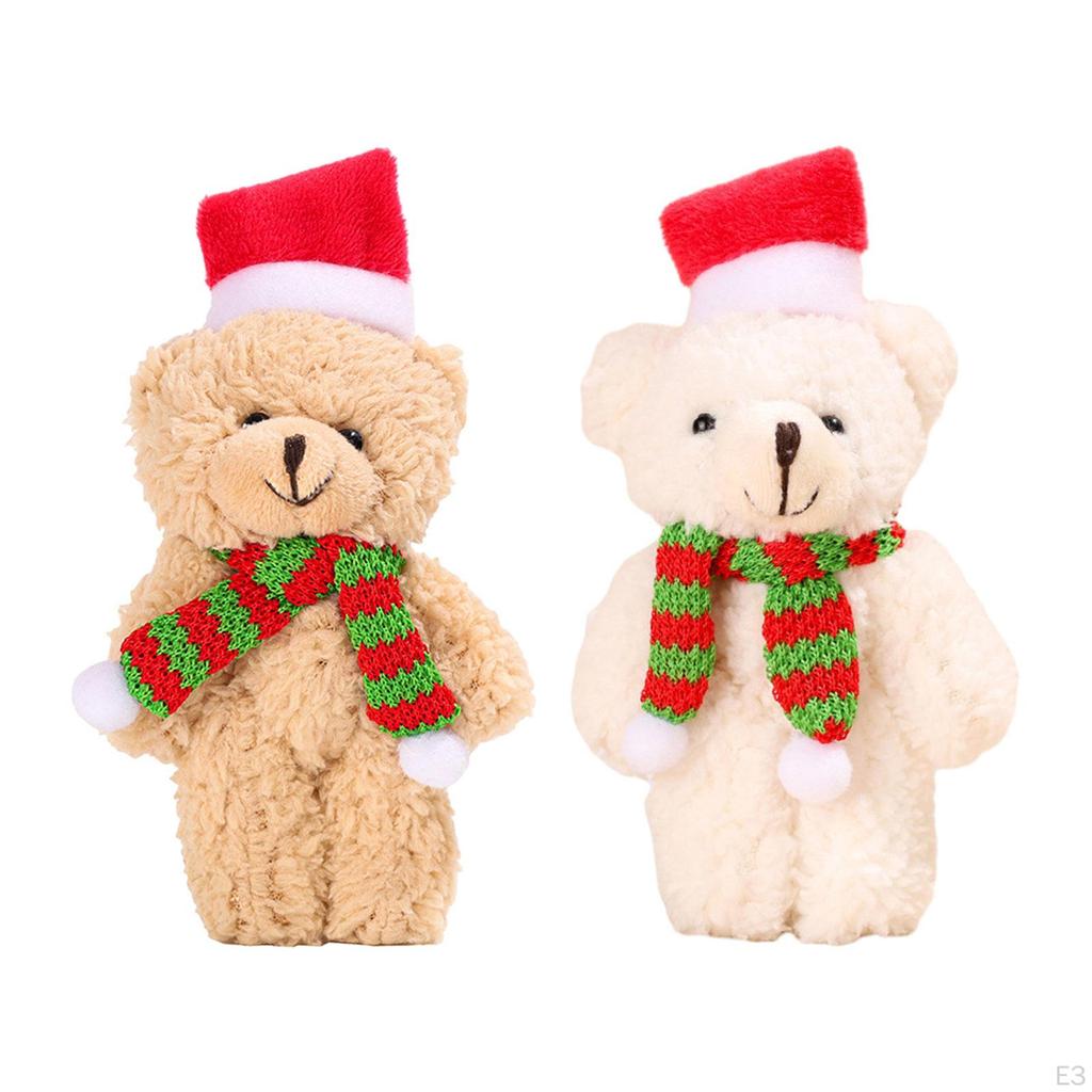 Christmas Plush Toy Bear Stuffed Animal 5.31inch Holiday Decoration Handmade for Valentine's