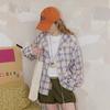 [Light summer blues] Summer new fresh plaid hooded sunscreen shirt fresh versatile top women