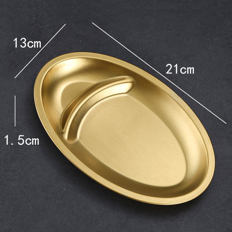 Korean Stainless Steel BBQ Gold Cutlery Round Plate