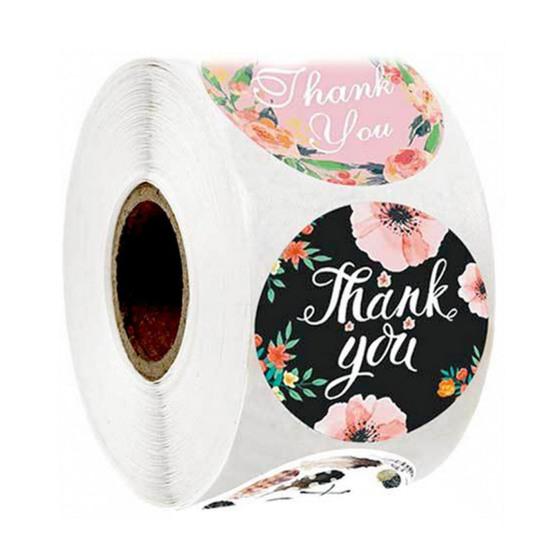 500Pcs Floral Pattern Thank You Stickers Roll Gift Wraps Wedding Card Decals