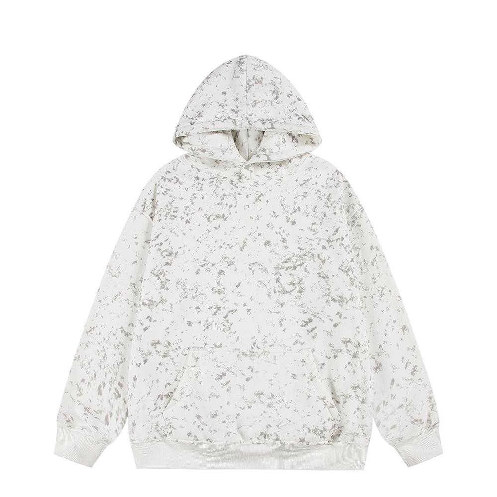 2025 Autumn Unisex Cotton Tie-Dye Cardigan Hoodie with Two-Way Zipper, Long Sleeve, 320g L