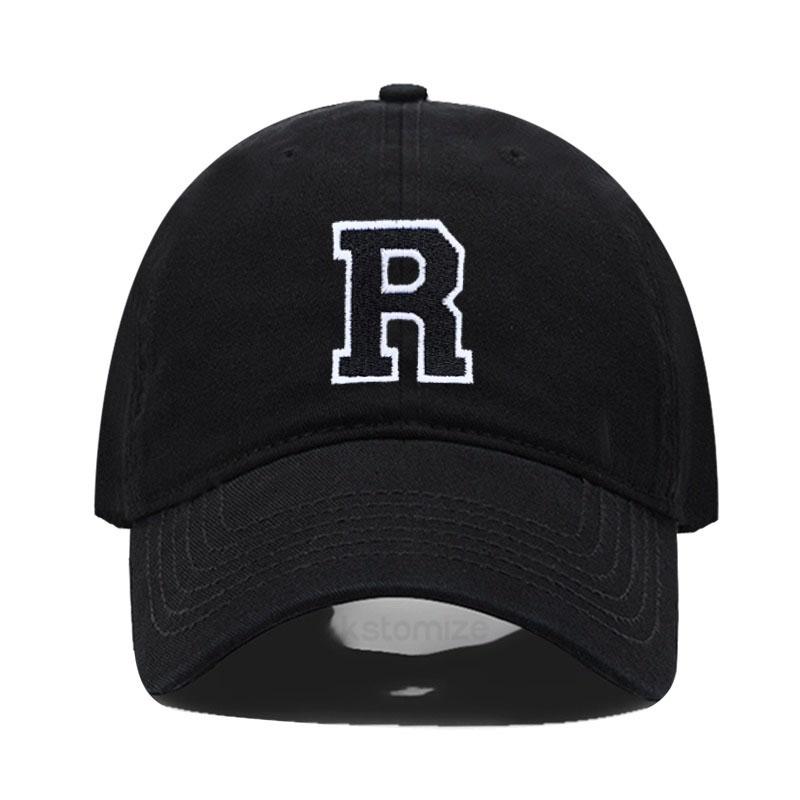 Initial Letter A-Z Black Baseball Cap For Men Womne High Quality Soft Cotton Embroider Fashion Team Sport Visors Snapback Caps
