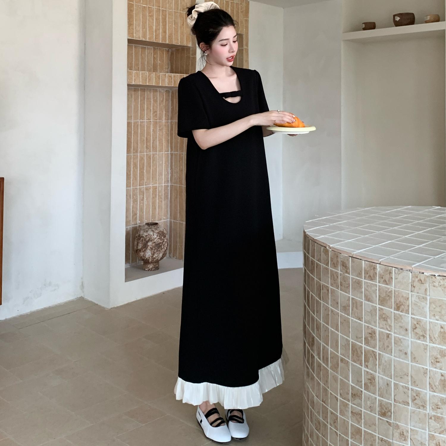 

Dimanaf Летнее платье больших размеров 2025 для женщин, винтажное платье, базовое длинное элегантное свободное повседневное платье 3XL чёрный