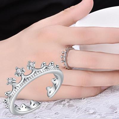 Korean Flower Crown Silver Ring - Original Goddess Design for Ladies