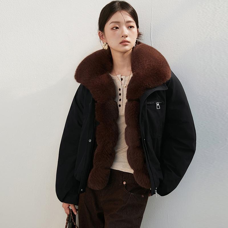 Fashion Short Winter Faux Fur Coat for Women Korean Style Classic Young Elegant Cotton Padded Jacket Versatile Warm Outerwear