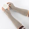 Half Finger Gloves for Typing Winter Knit Gloves with Thumb Holes Unisex Half Finger Mittens Stretchy Warm Long Gloves