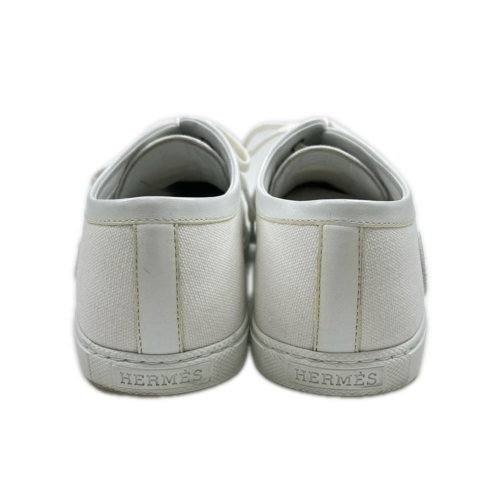 Tolle HERMES Low-Cut-Sneaker Innocent Logo Stickerei weißes Canvas Damen 37 241180Z Gebraucht