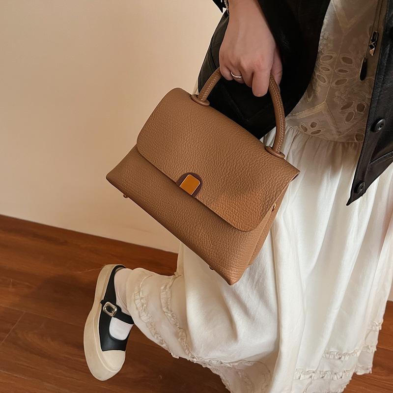 Light luxury simple and versatile commuter document handbag high-end lychee pattern women's bag new casual shoulder messenger bag