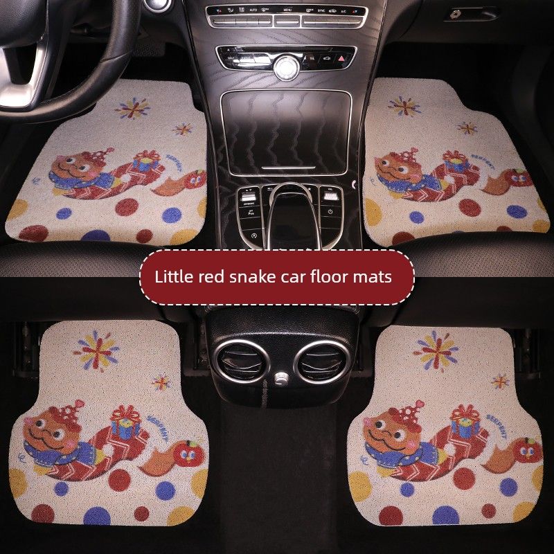 Floor Mats, Cute Cartoon Style, New Model, Anti-Dirt, Easy to Clean, Wear-Resistant, Integrated Rear Seat, Girls' Silk Loop Carpet-Style Floor Mats