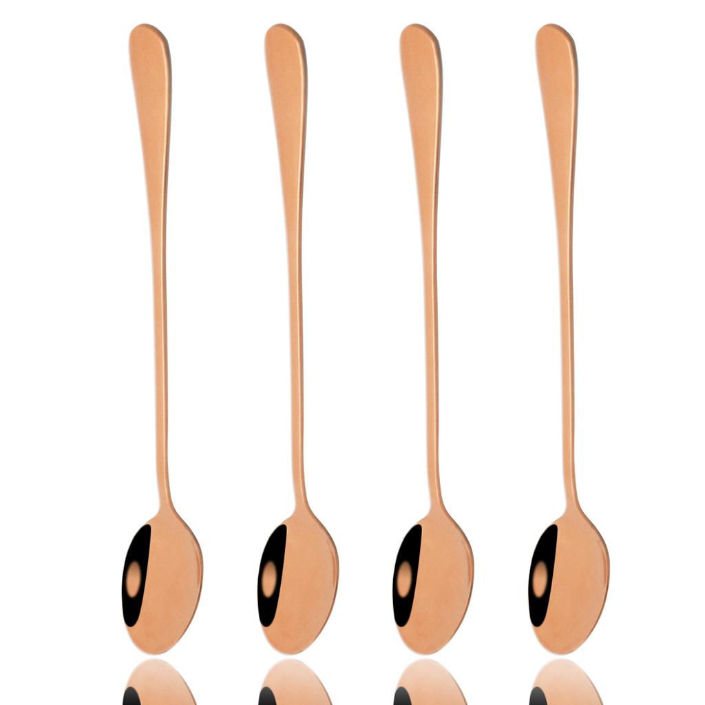 4Pcs Juice Coffee Stirring Spoon Set Colorful Cutlery Tea Spoon Dinnerware Ice Cream Long Handle Scoop Silverware Kitchen Tools