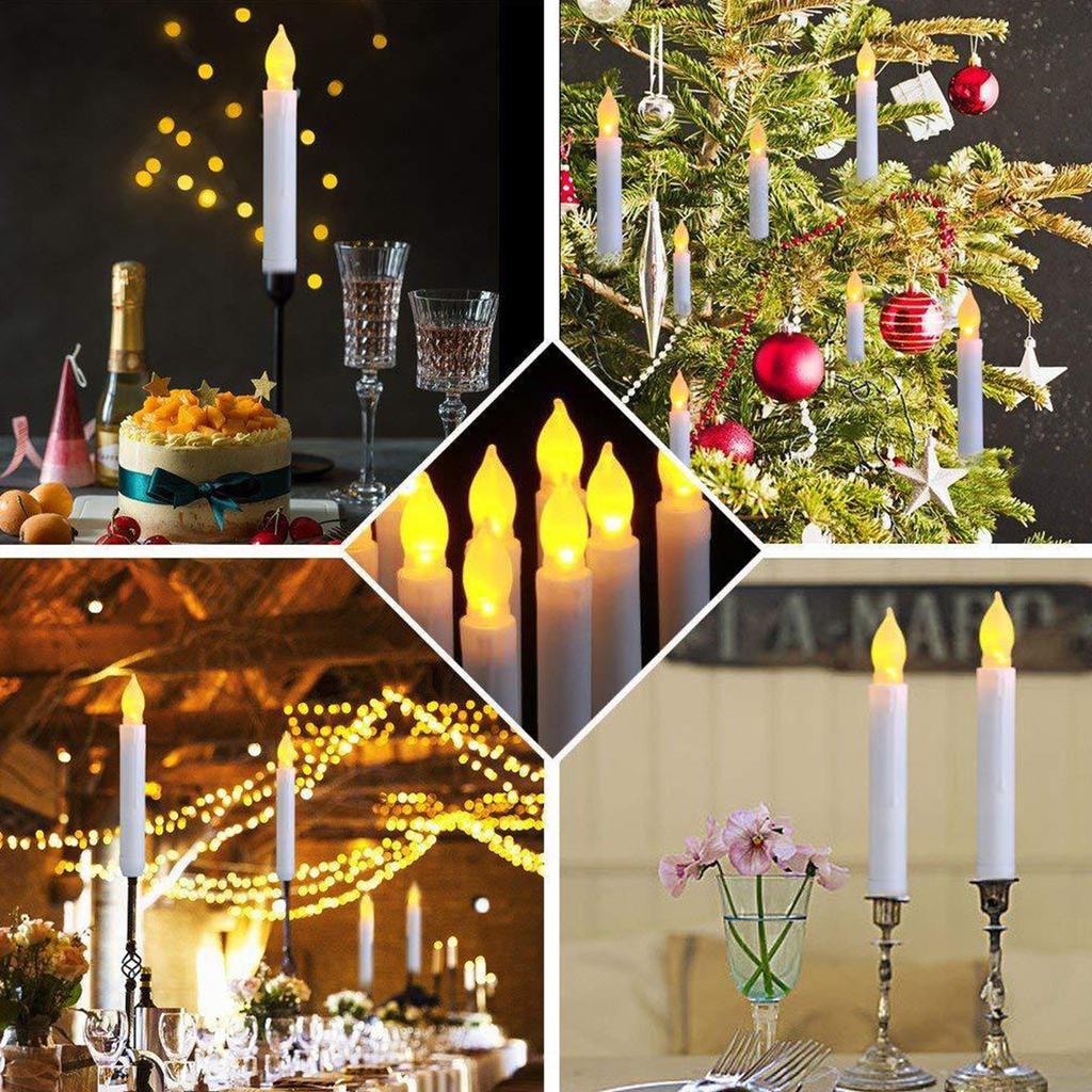 12pcs LED Electronic Candle Lights Long Pole Candle Lights Flameless Taper Christmas Decoration