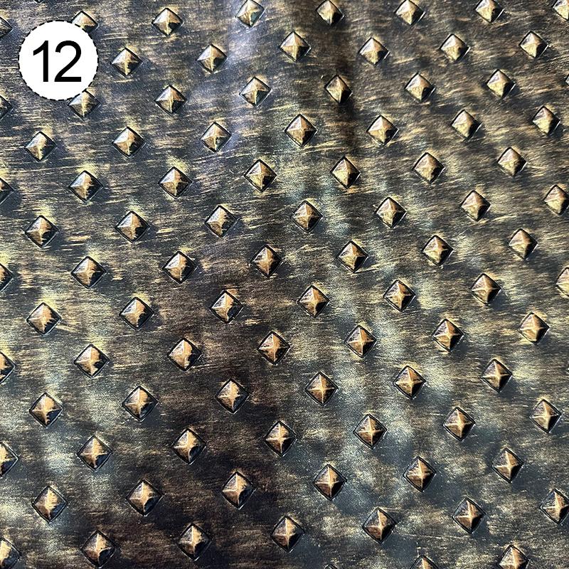 Retro Metallic Embossed Diamond Leather Fabric Hard Leather For Diy Clothes Armor Stage Costume Sliding Door Soft Bag Upholstery
