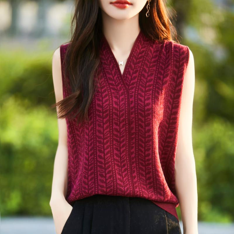 Dámská kašmírová vesta Qinghe kašmír 50% vlna 50% hedvábí Dámská podzimní a zimní kašmírová vesta měkká a hřejivá