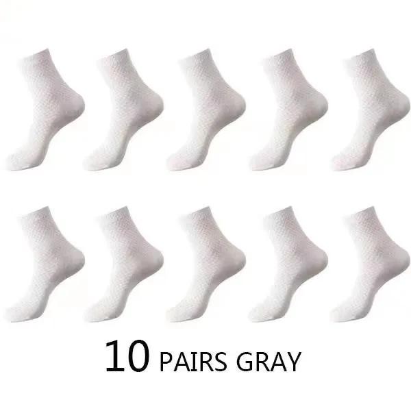 10Pairs/Men's Bamboo Fiber Socks Classic Business Office Stockings Breathable Deodorant Feet Men's Dress Socks Plus-size EU39-45