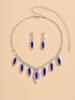3PC Women's Fashion Copper Inlaid Claw Chain Water Drop Necklace Earrings Zircon Set Wedding Party Festival Gift-8310