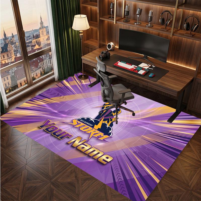Melbourne Storm Personalized Crystal Velvet Carpet, Customized Name Text Soft Anti‑Slip Rug for Living Room Bedroom