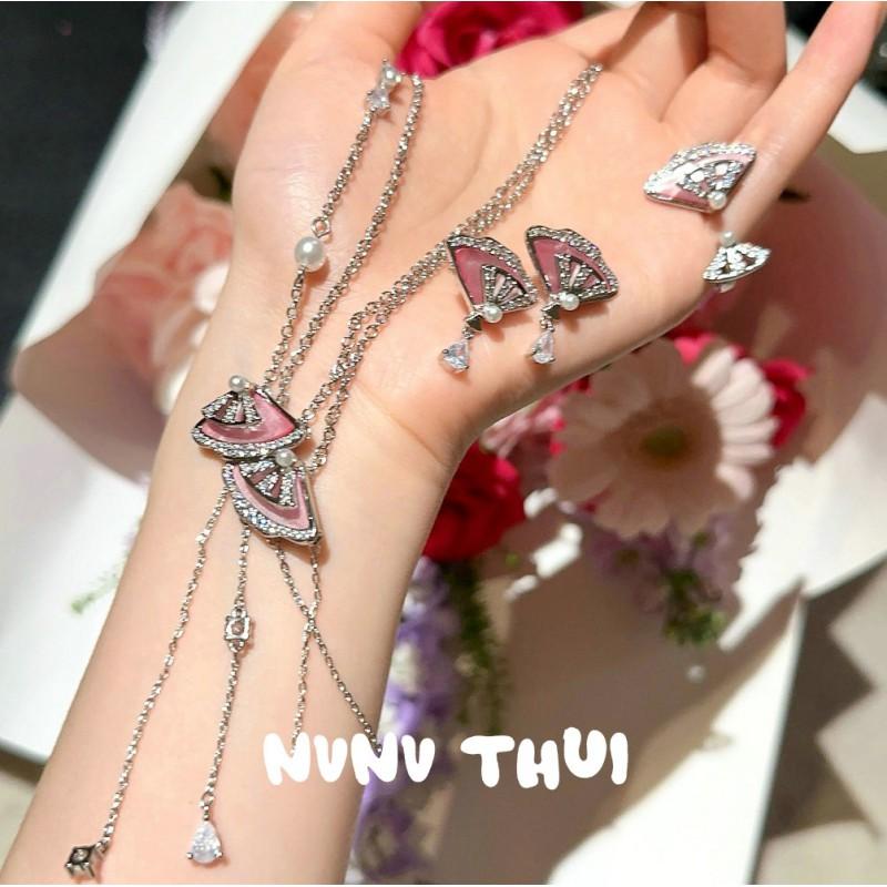 Vintage Shell Pearl Mother Of Necklace Earrings Ring Set French Retro Jewelry Women