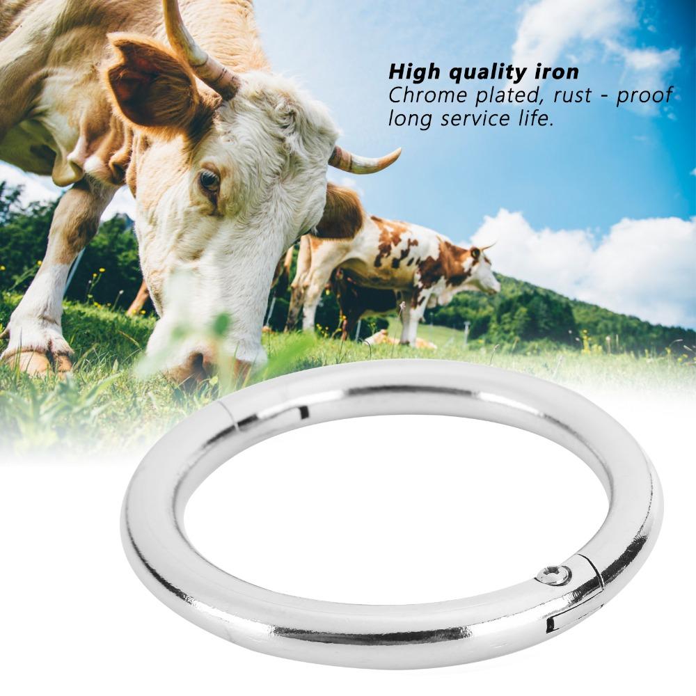 Carbon Steel Cow Nose Ring Silver Farm Animal Nose Ring Easy To Use Bull Nose Ring Husbandry