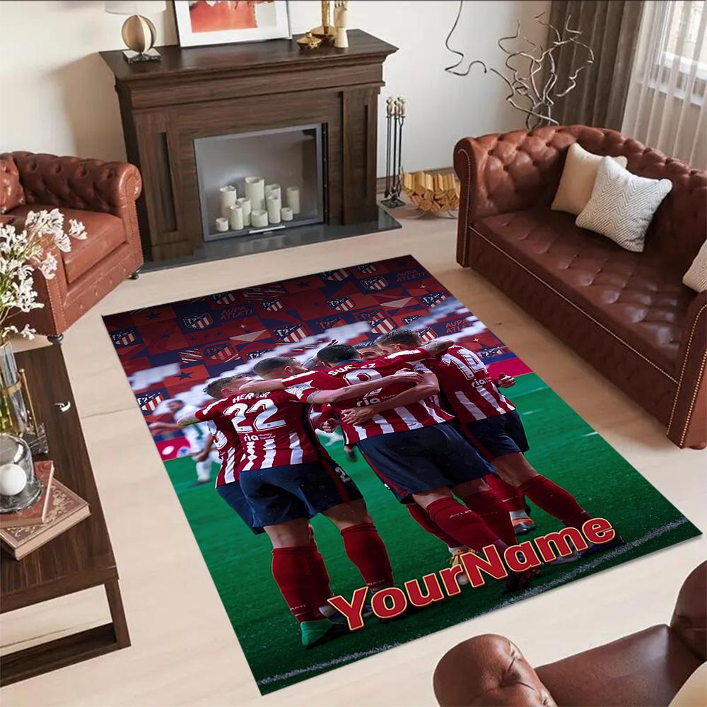 Atletico Madrid Personalized Text Floor Rug Office Rug Suitable for Study room Outdoor Game Room Dining Room Antislip Carpet Decorate Offices