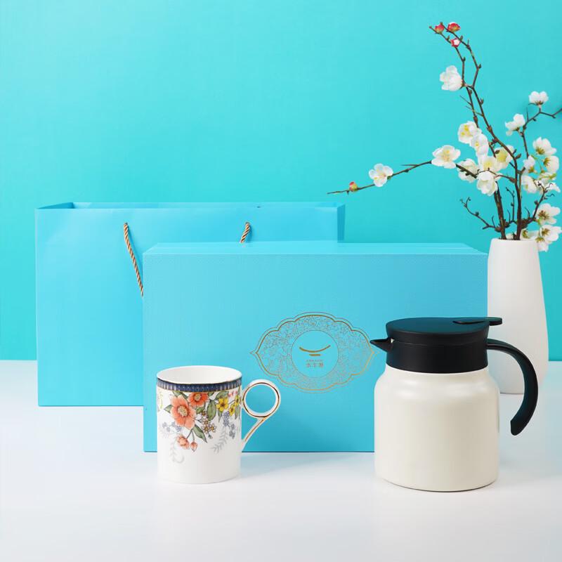 Auratic Blooming Flowers Mug and Teapot Set