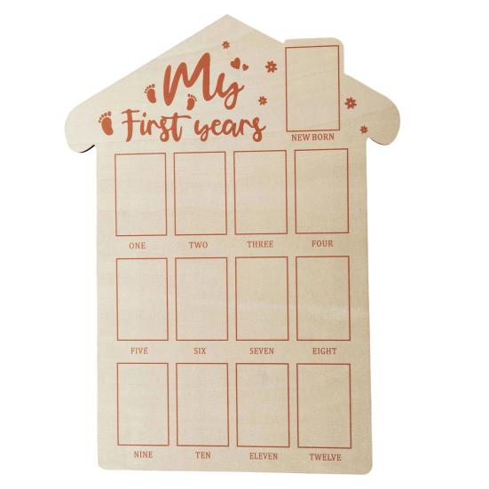 Yousheng 12 Months Baby Picture Frame, Carved Wood Monthly Photo Display Board, Newborn Keepsake for Kids Growth