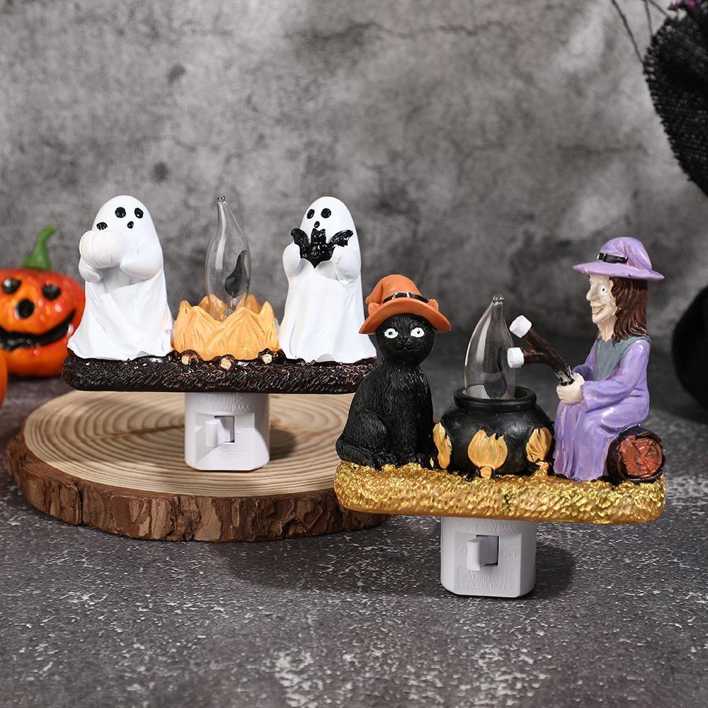 Halloween Ghost Witch Night Light Cute Bonfire Twinkle Funny Home Decoration Ornament Creative Halloween Lighting