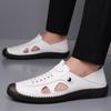 Mens Handmade Leather Sandals Fashion Outdoor Casual Sandals New Breathable Hollow Out Men Sandals Non Slip Flat Beach Sandalias