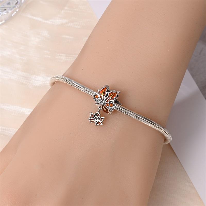 Fashion Spring Lucky Four Leaf Clover Series Copper Charms Beads Fit Original Bracelet Diy Jewelry