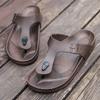 Chinelos masculinos antiderrapantes de couro feitos à mão, novos chinelos de verão plus size