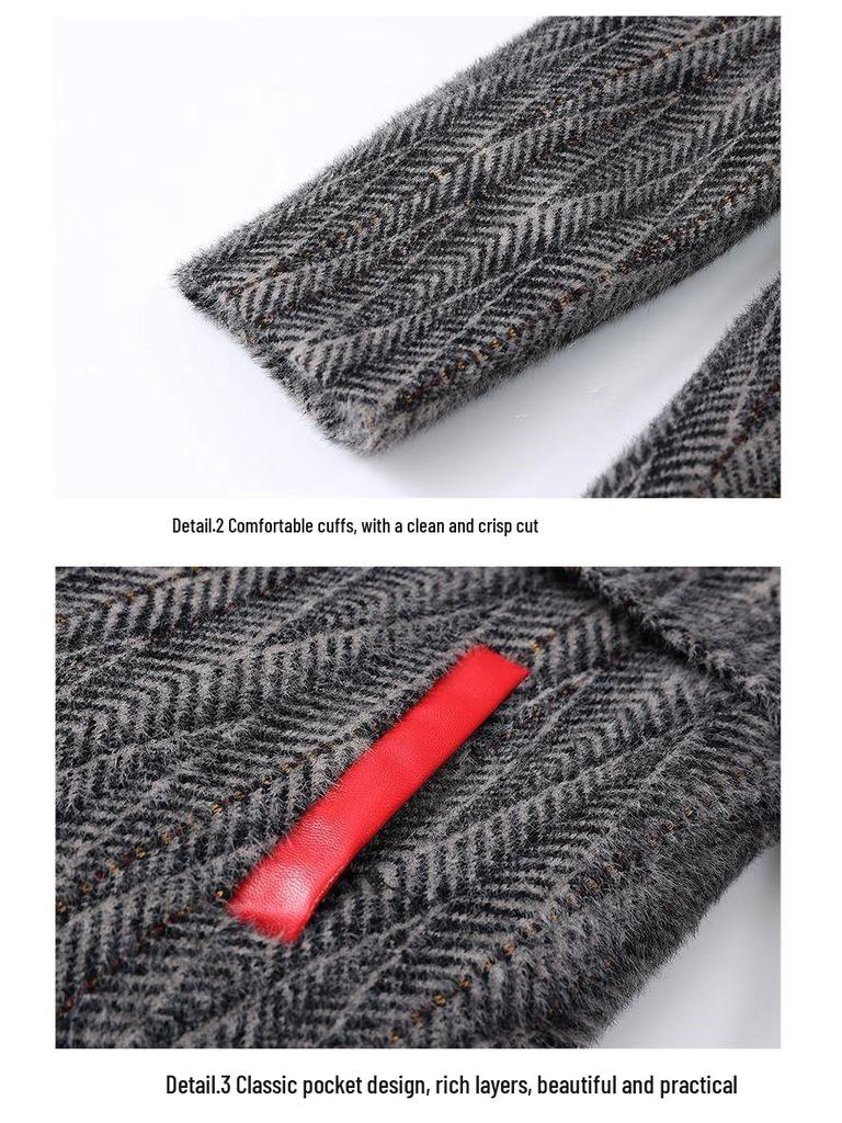 Abrigo de Lana de Invierno de Largo Medio para Mujeres de Mediana Edad