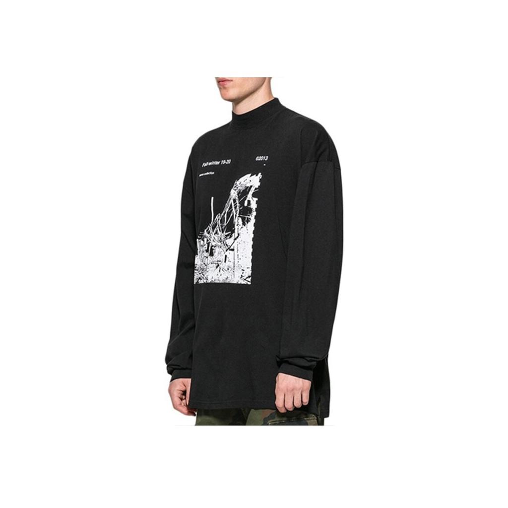 Off-White Factory Mock Neck T-Shirt Black Unisex Tops OMAB032F191850131001