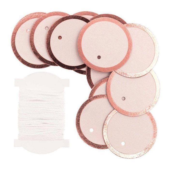 24 Round Pink Hanging Tags with Glossy Outline