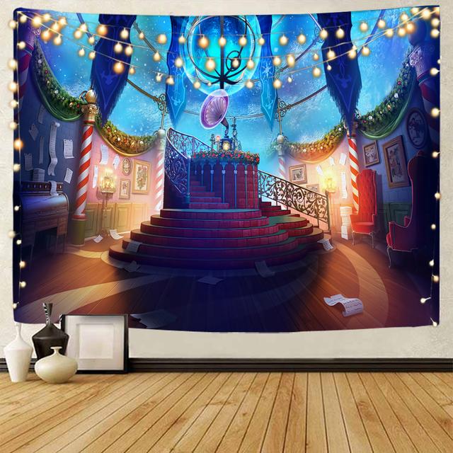 Christmas Snow Scene Santa Claus Tapestry Gift Background Decoration Tapestry Christmas Party Decoration Tapestry