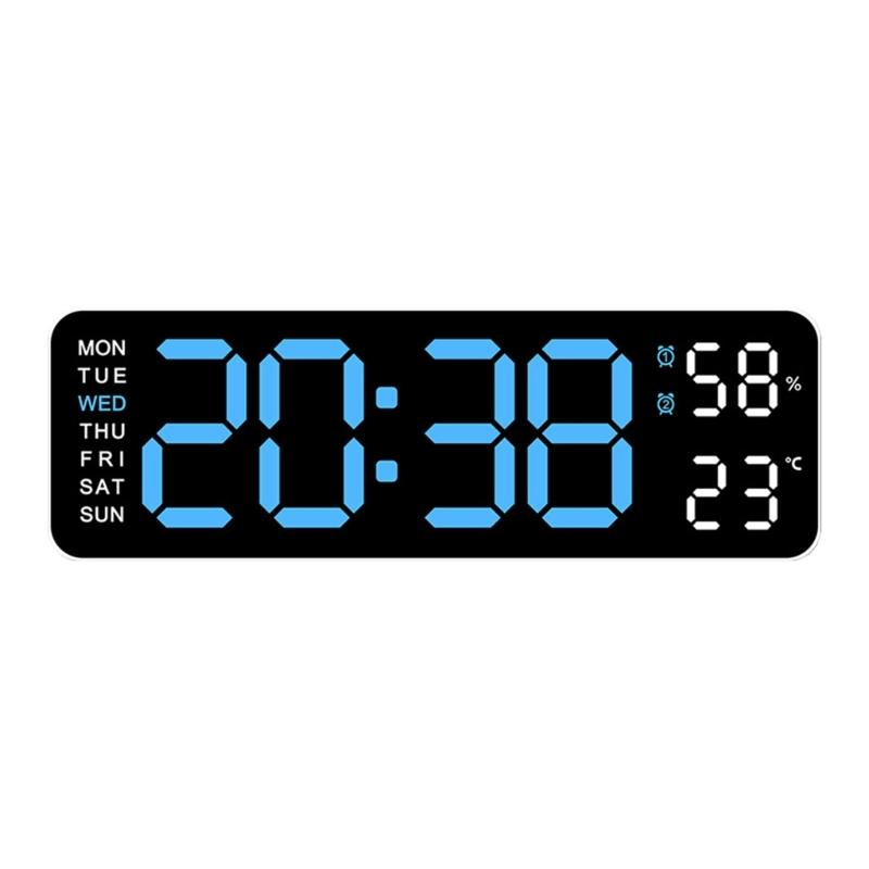 Large LED Wall Clock, 9Inch, with 2 Alarm Clock Big Screen, 3 Level Brightness LED Alarm Clock for Home Decor