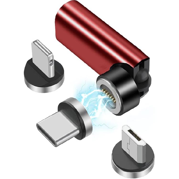 360°&180° Rotation Magnetic USB C Adapter 3 in 1 USB C Magnetic Adapter 3A Fast Charging QC3.0 480Mbps Data Transfer, Silver